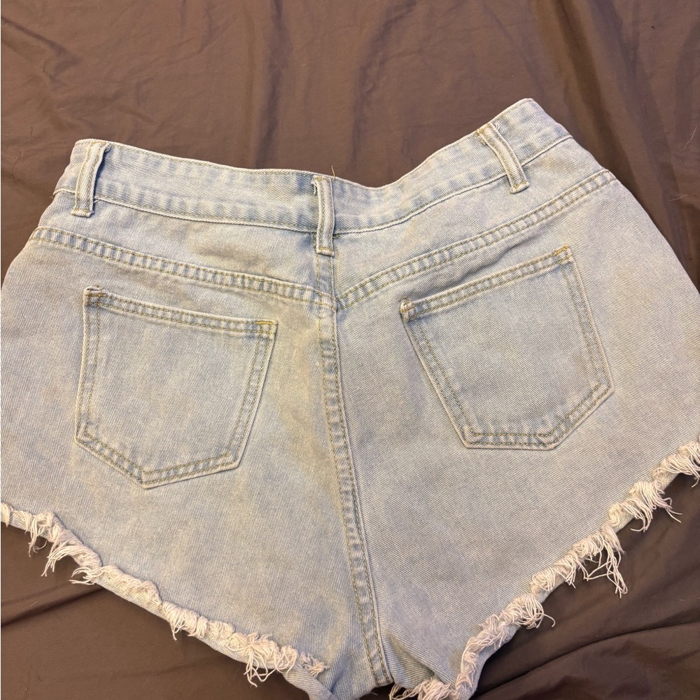 SHEIN Blue Jean Shorts Distressed High-Waisted